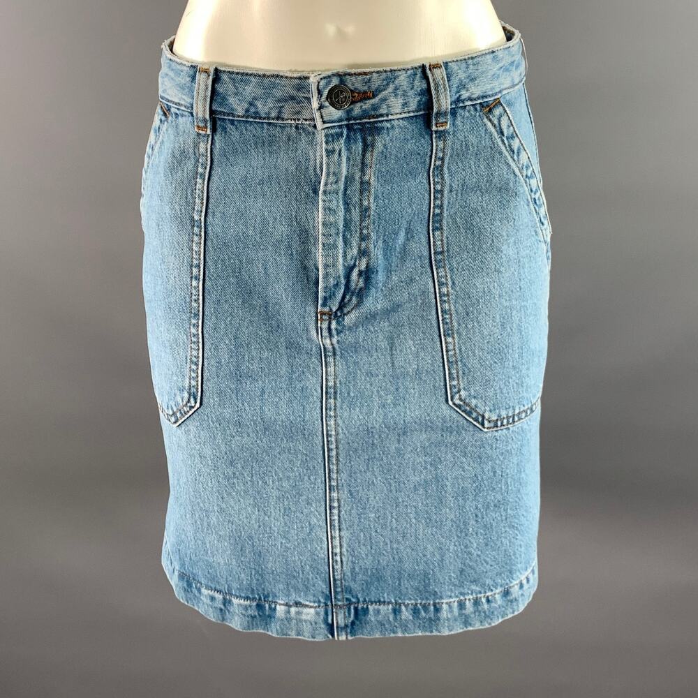 APC Size 2 Blue Denim Cotton Midi Skirt